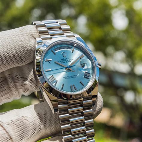 rolex day date 40 platinum ice blue price|platinum day date arabic dial.